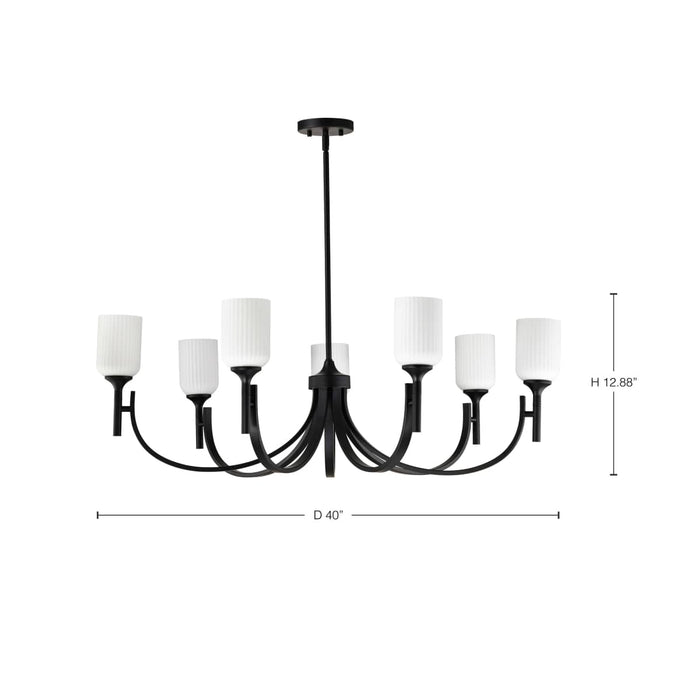 Chandelier Nuvo 60-8651 Solara - 7 Light Chandelier - Matte Black Finish - Frosted Ribbed Glass Nuvo