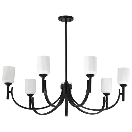 Chandelier Nuvo 60-8651 Solara - 7 Light Chandelier - Matte Black Finish - Frosted Ribbed Glass Nuvo