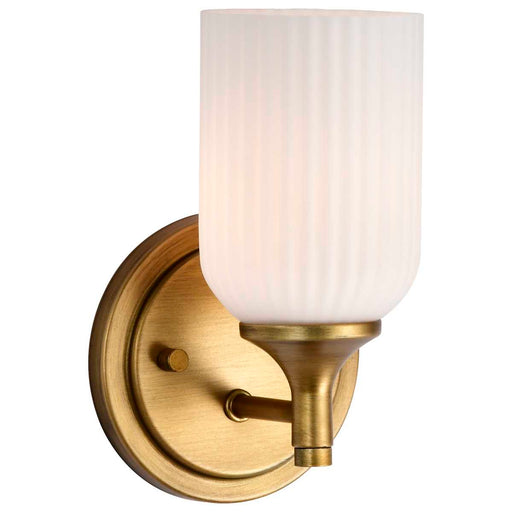 Wall Sconce Nuvo 60-8661 Solara - 1 Light Wall Sconce - Natural Brass Finish - Frosted Ribbed Glass Nuvo