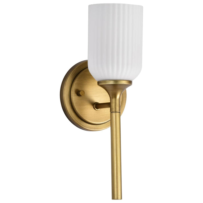 Wall Sconce Nuvo 60-8661 Solara - 1 Light Wall Sconce - Natural Brass Finish - Frosted Ribbed Glass Nuvo