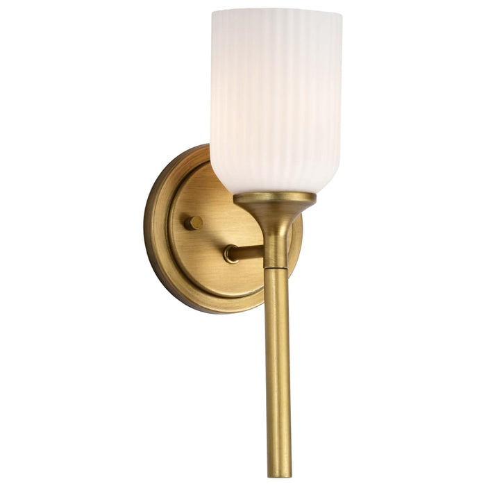 Wall Sconce Nuvo 60-8661 Solara - 1 Light Wall Sconce - Natural Brass Finish - Frosted Ribbed Glass Nuvo