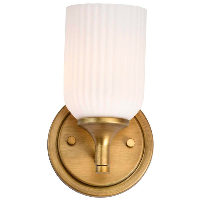 Wall Sconce Nuvo 60-8661 Solara - 1 Light Wall Sconce - Natural Brass Finish - Frosted Ribbed Glass Nuvo