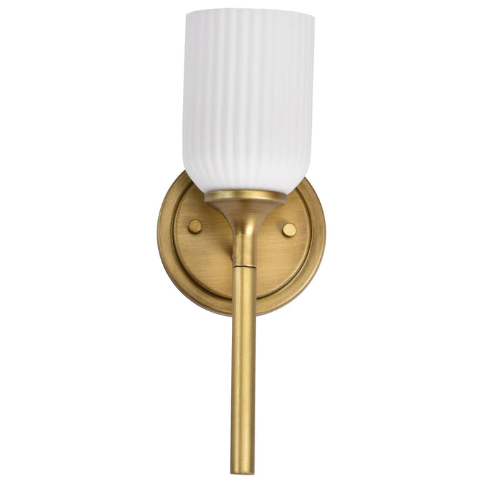 Wall Sconce Nuvo 60-8661 Solara - 1 Light Wall Sconce - Natural Brass Finish - Frosted Ribbed Glass Nuvo