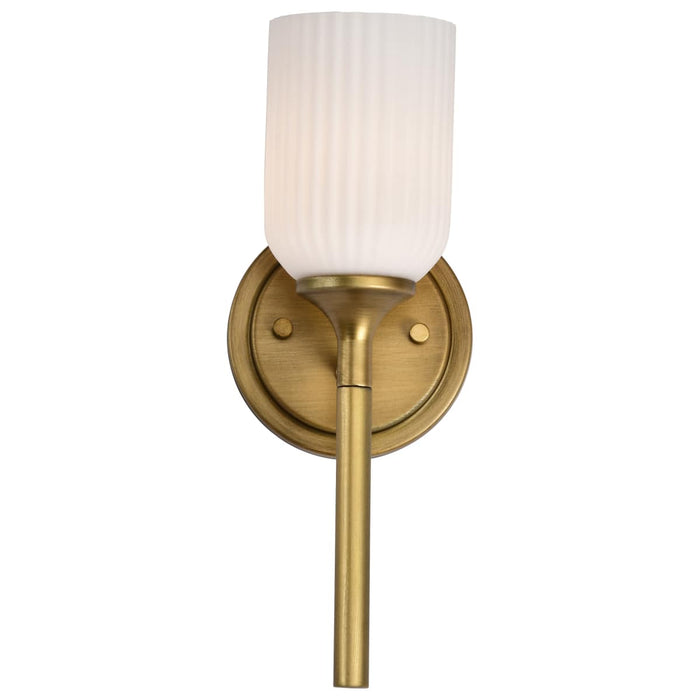 Wall Sconce Nuvo 60-8661 Solara - 1 Light Wall Sconce - Natural Brass Finish - Frosted Ribbed Glass Nuvo