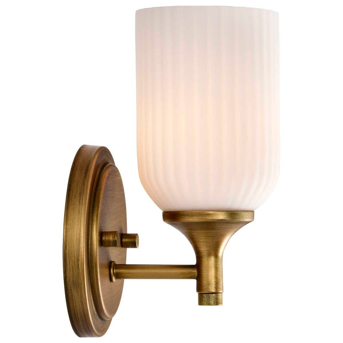Wall Sconce Nuvo 60-8661 Solara - 1 Light Wall Sconce - Natural Brass Finish - Frosted Ribbed Glass Nuvo