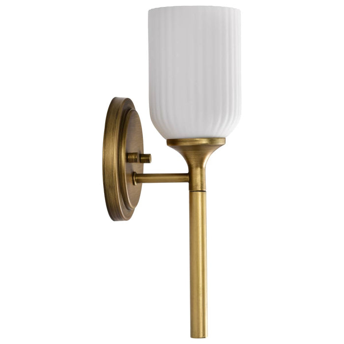 Wall Sconce Nuvo 60-8661 Solara - 1 Light Wall Sconce - Natural Brass Finish - Frosted Ribbed Glass Nuvo