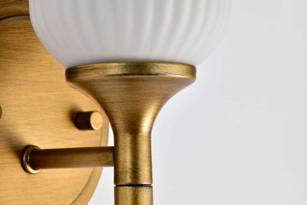 Wall Sconce Nuvo 60-8661 Solara - 1 Light Wall Sconce - Natural Brass Finish - Frosted Ribbed Glass Nuvo