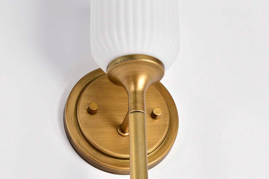 Wall Sconce Nuvo 60-8661 Solara - 1 Light Wall Sconce - Natural Brass Finish - Frosted Ribbed Glass Nuvo