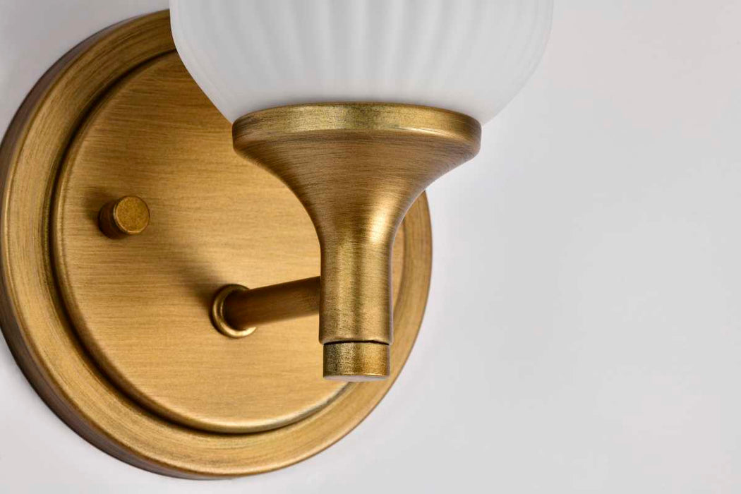 Wall Sconce Nuvo 60-8661 Solara - 1 Light Wall Sconce - Natural Brass Finish - Frosted Ribbed Glass Nuvo