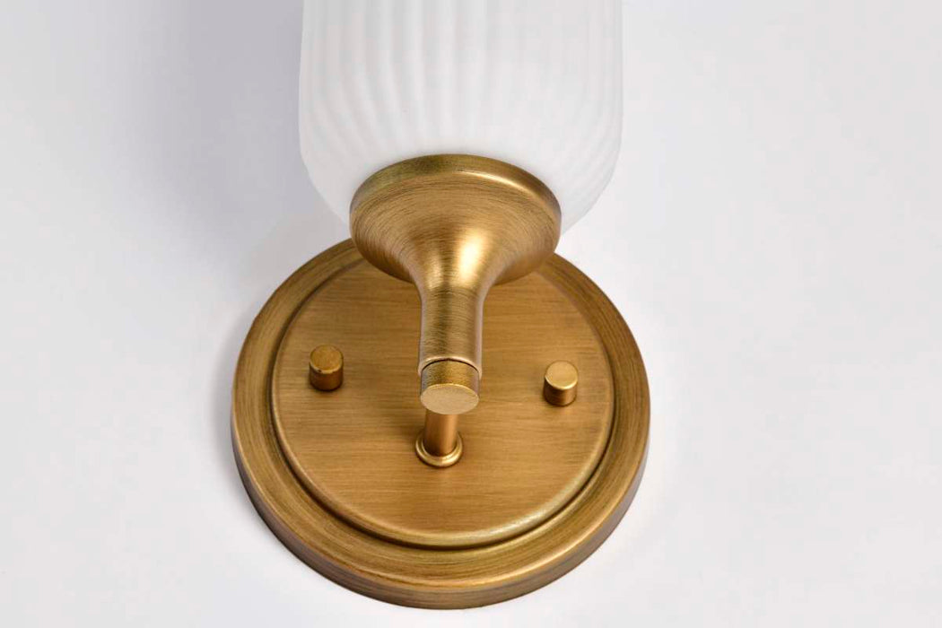 Wall Sconce Nuvo 60-8661 Solara - 1 Light Wall Sconce - Natural Brass Finish - Frosted Ribbed Glass Nuvo