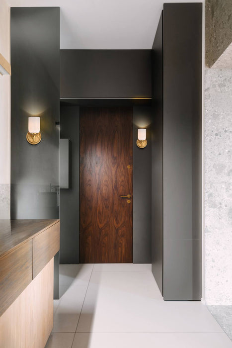 Wall Sconce Nuvo 60-8661 Solara - 1 Light Wall Sconce - Natural Brass Finish - Frosted Ribbed Glass Nuvo