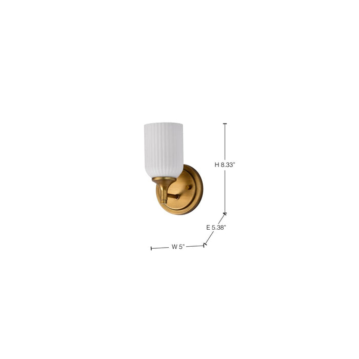 Wall Sconce Nuvo 60-8661 Solara - 1 Light Wall Sconce - Natural Brass Finish - Frosted Ribbed Glass Nuvo
