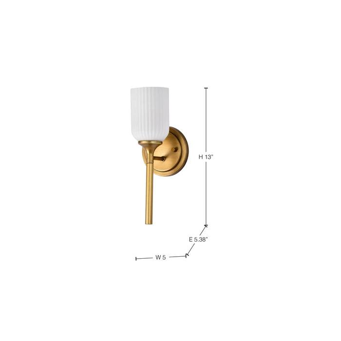 Wall Sconce Nuvo 60-8661 Solara - 1 Light Wall Sconce - Natural Brass Finish - Frosted Ribbed Glass Nuvo