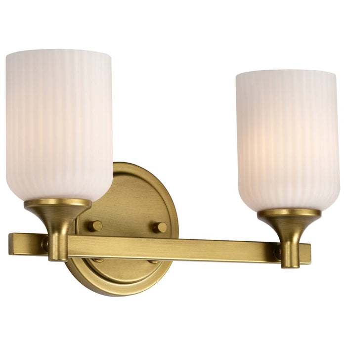 Vanity Nuvo 60-8662 Solara - 2 Light Vanity - Natural Brass Finish - Frosted Ribbed Glass Nuvo