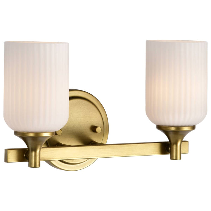 Vanity Nuvo 60-8662 Solara - 2 Light Vanity - Natural Brass Finish - Frosted Ribbed Glass Nuvo