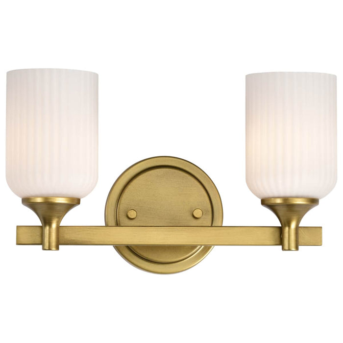 Vanity Nuvo 60-8662 Solara - 2 Light Vanity - Natural Brass Finish - Frosted Ribbed Glass Nuvo