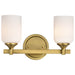 Vanity Nuvo 60-8662 Solara - 2 Light Vanity - Natural Brass Finish - Frosted Ribbed Glass Nuvo