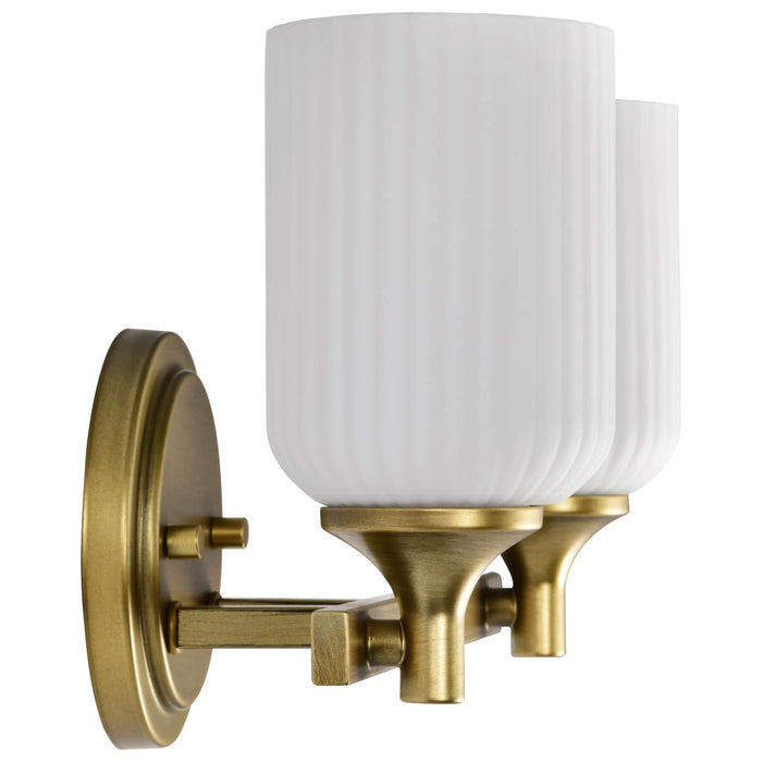 Vanity Nuvo 60-8662 Solara - 2 Light Vanity - Natural Brass Finish - Frosted Ribbed Glass Nuvo