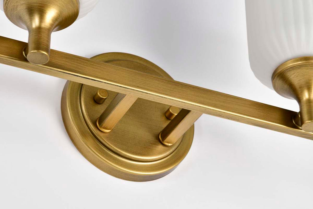 Vanity Nuvo 60-8662 Solara - 2 Light Vanity - Natural Brass Finish - Frosted Ribbed Glass Nuvo