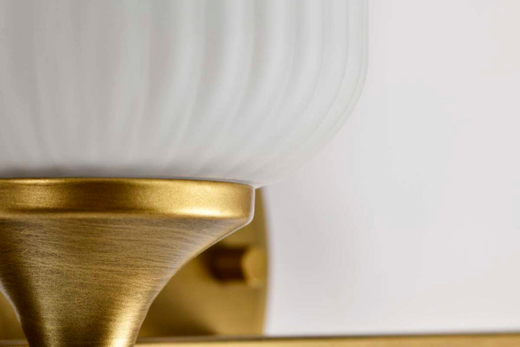 Vanity Nuvo 60-8662 Solara - 2 Light Vanity - Natural Brass Finish - Frosted Ribbed Glass Nuvo