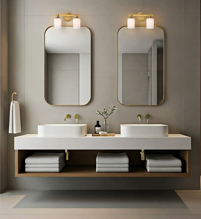 Vanity Nuvo 60-8662 Solara - 2 Light Vanity - Natural Brass Finish - Frosted Ribbed Glass Nuvo