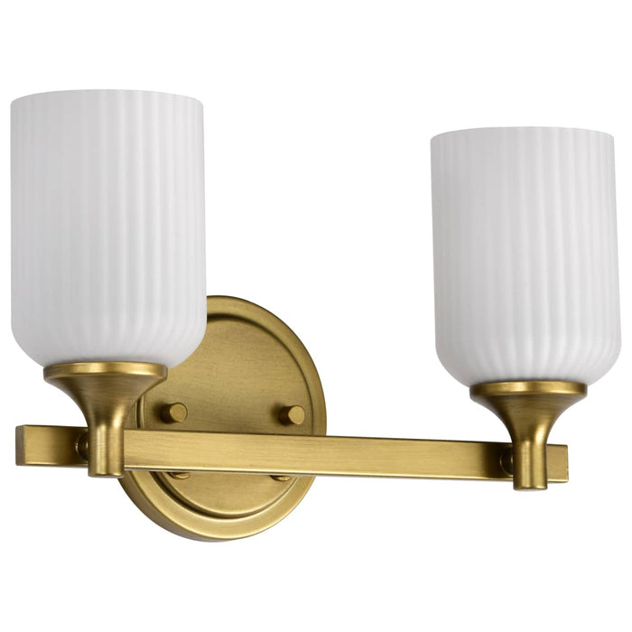 Vanity Nuvo 60-8662 Solara - 2 Light Vanity - Natural Brass Finish - Frosted Ribbed Glass Nuvo