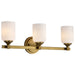Vanity Nuvo 60-8663 Solara - 3 Light Vanity - Natural Brass Finish - Frosted Ribbed Glass Nuvo