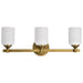 Vanity Nuvo 60-8663 Solara - 3 Light Vanity - Natural Brass Finish - Frosted Ribbed Glass Nuvo