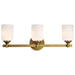 Vanity Nuvo 60-8663 Solara - 3 Light Vanity - Natural Brass Finish - Frosted Ribbed Glass Nuvo