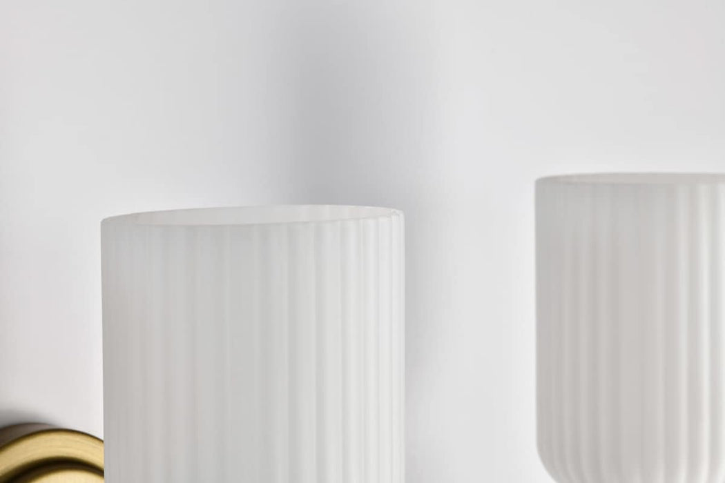Vanity Nuvo 60-8663 Solara - 3 Light Vanity - Natural Brass Finish - Frosted Ribbed Glass Nuvo