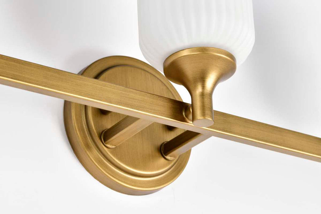Vanity Nuvo 60-8663 Solara - 3 Light Vanity - Natural Brass Finish - Frosted Ribbed Glass Nuvo