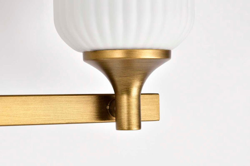Vanity Nuvo 60-8663 Solara - 3 Light Vanity - Natural Brass Finish - Frosted Ribbed Glass Nuvo