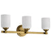 Vanity Nuvo 60-8663 Solara - 3 Light Vanity - Natural Brass Finish - Frosted Ribbed Glass Nuvo
