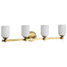 Vanity Nuvo 60-8664 Solara - 4 Light Vanity - Natural Brass Finish - Frosted Ribbed Glass Nuvo