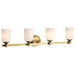 Vanity Nuvo 60-8664 Solara - 4 Light Vanity - Natural Brass Finish - Frosted Ribbed Glass Nuvo