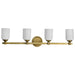 Vanity Nuvo 60-8664 Solara - 4 Light Vanity - Natural Brass Finish - Frosted Ribbed Glass Nuvo