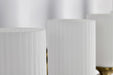 Vanity Nuvo 60-8664 Solara - 4 Light Vanity - Natural Brass Finish - Frosted Ribbed Glass Nuvo