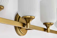 Vanity Nuvo 60-8664 Solara - 4 Light Vanity - Natural Brass Finish - Frosted Ribbed Glass Nuvo