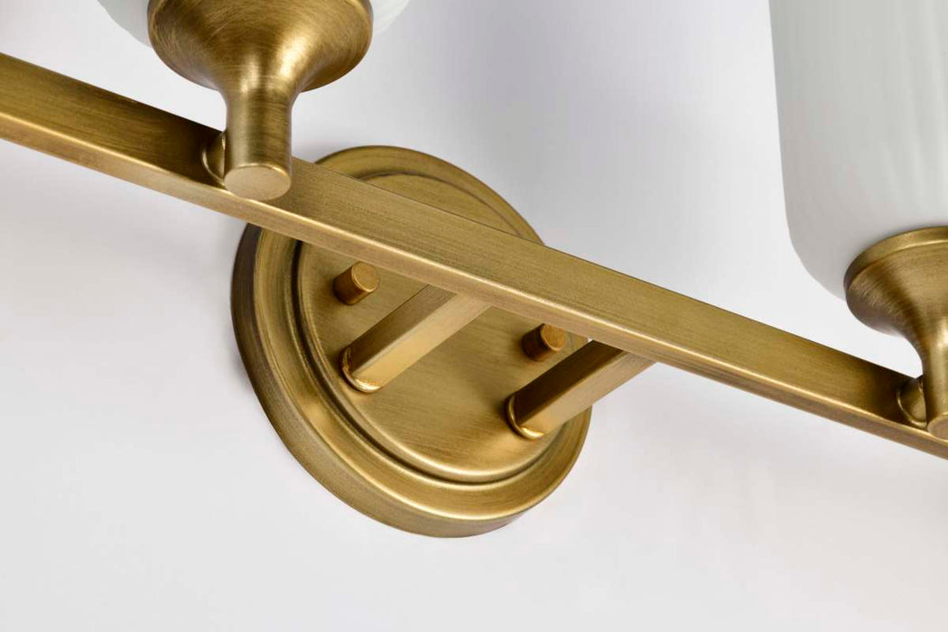 Vanity Nuvo 60-8664 Solara - 4 Light Vanity - Natural Brass Finish - Frosted Ribbed Glass Nuvo