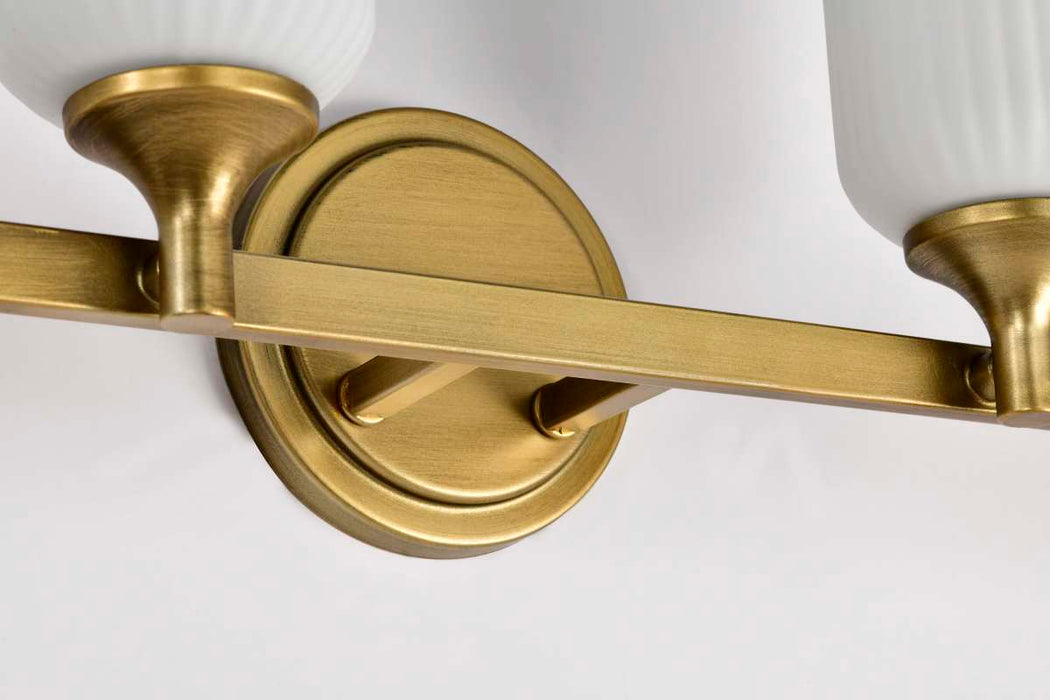 Vanity Nuvo 60-8664 Solara - 4 Light Vanity - Natural Brass Finish - Frosted Ribbed Glass Nuvo