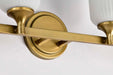 Vanity Nuvo 60-8664 Solara - 4 Light Vanity - Natural Brass Finish - Frosted Ribbed Glass Nuvo