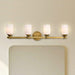 Vanity Nuvo 60-8664 Solara - 4 Light Vanity - Natural Brass Finish - Frosted Ribbed Glass Nuvo