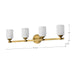 Vanity Nuvo 60-8664 Solara - 4 Light Vanity - Natural Brass Finish - Frosted Ribbed Glass Nuvo
