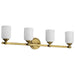 Vanity Nuvo 60-8664 Solara - 4 Light Vanity - Natural Brass Finish - Frosted Ribbed Glass Nuvo