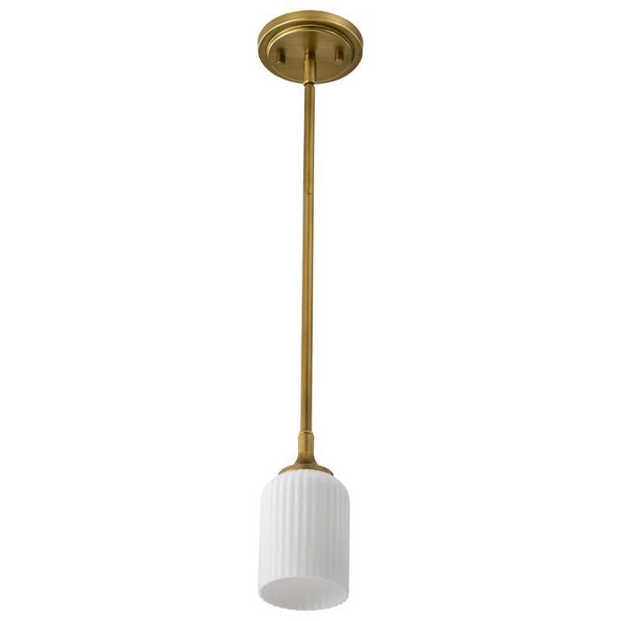 Mini Pendant Nuvo 60-8665 Solara - Mini Pendant - Natural Brass Finish - Frosted Ribbed Glass Nuvo