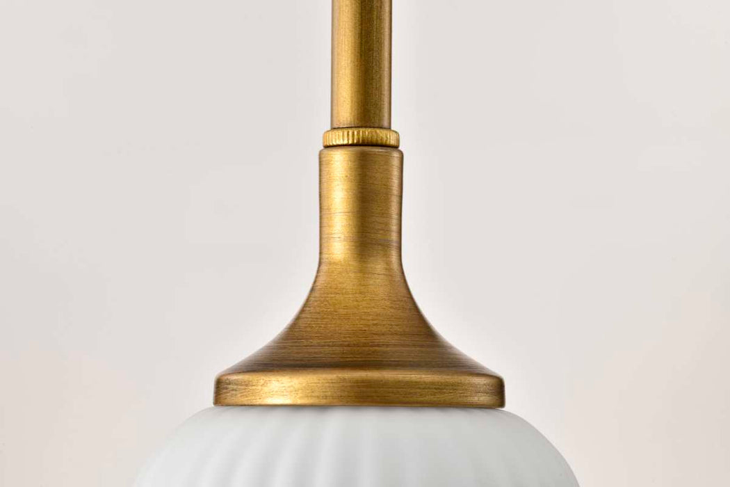 Mini Pendant Nuvo 60-8665 Solara - Mini Pendant - Natural Brass Finish - Frosted Ribbed Glass Nuvo