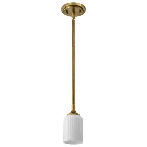 Mini Pendant Nuvo 60-8665 Solara - Mini Pendant - Natural Brass Finish - Frosted Ribbed Glass Nuvo