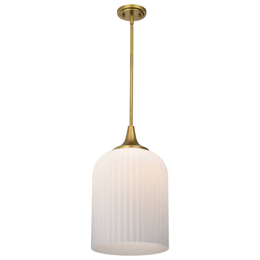 Pendant Nuvo 60-8666 Solara - Pendant - Natural Brass Finish - Frosted Ribbed Glass Nuvo