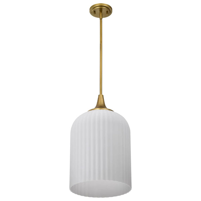 Pendant Nuvo 60-8666 Solara - Pendant - Natural Brass Finish - Frosted Ribbed Glass Nuvo