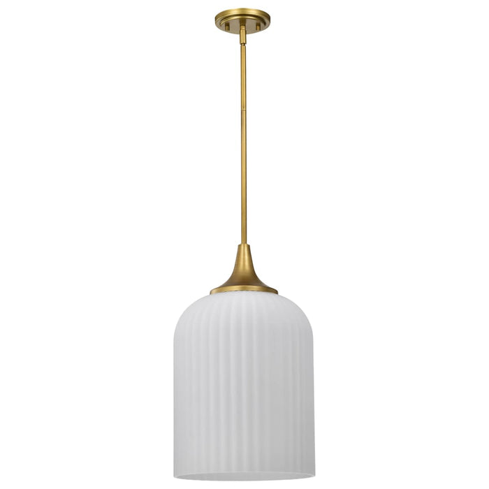 Pendant Nuvo 60-8666 Solara - Pendant - Natural Brass Finish - Frosted Ribbed Glass Nuvo